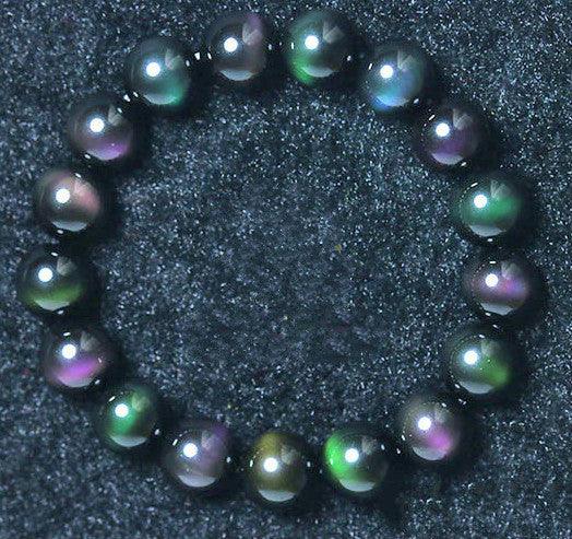 Rainbow Purple Green Eye Obsidian Bracelet - LuxeStreet Boutique