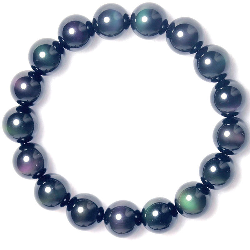 Rainbow Purple Green Eye Obsidian Bracelet - LuxeStreet Boutique