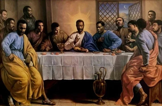 African Black Jesus Last Supper Poster Prints For Living Room Home Decor Religious Christian Canvas Painting Wall Art Cuadros