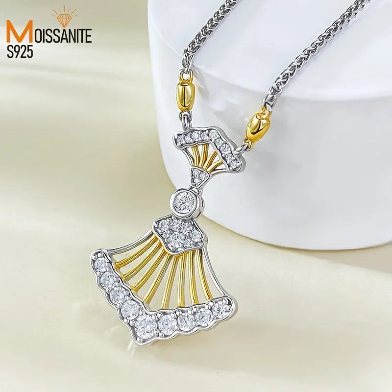 1 piece of fine craftsmanship 925 sterling silver 1.2 carat moissanite fan element women's fashion pendant necklace suitable for engagement, wedding confession, gift for friends, lovers and family members CJ Dropshipping