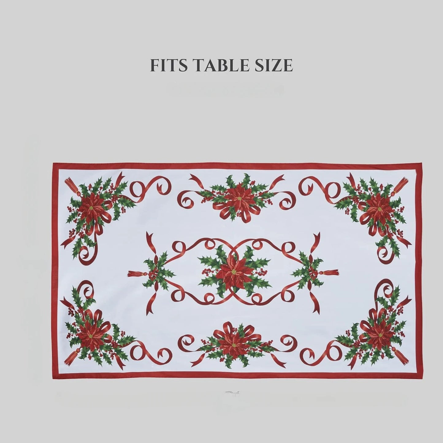 Christmas Poinsettia Printed Tablecloth Waterproof Rectangular Holiday Tablecloth Christmas Party Decor Kitchen Accessories