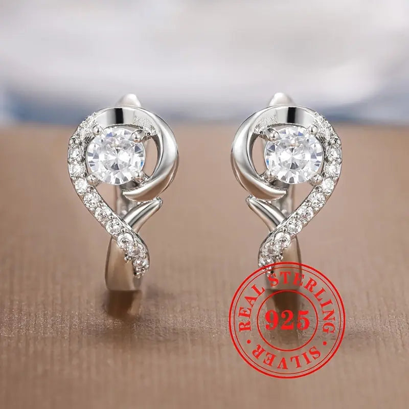 Exquisite Hoop Earrings 925 Sterling Silver Hypoallergenic Jewelry Inlaid Elegant Luxury Style For Women Wedding Banquet LuxeStreet Boutique