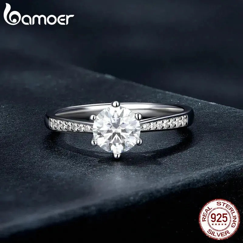 BAMOER D Color Moissanite Ring For Women Diamond Moissanite Rings 925 Sterling Silver Engagement Bands Fine Jewelry LuxeStreet Boutique