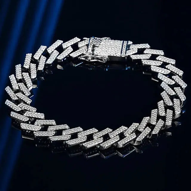 Silver Moissanite Diamond Cuban Bracelets LuxeStreet Boutique