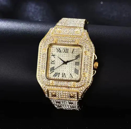 Iced Moissanite Bust Down Watch - Unisex Hip Hop Bling LuxeStreet Boutique