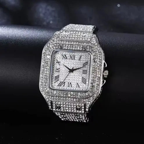 Iced Moissanite Bust Down Watch - Unisex Hip Hop Bling LuxeStreet Boutique